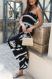 Karleedress Halter Smocked Tube Wide Leg Printed Jumpsuit