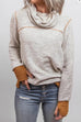 Karleedress Casual Cowl Neck Color Block Sweatshirt with Thumb Hole