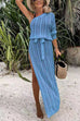 Karleedress One Shoulder Long Sleeve High Split Hollow Out Beach Dress