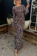 Karleedress Boat Neck Bell Sleeves Animal Print Maxi Dress