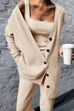 Karleedress Wide Strapes Tank Top Button Down Cardigan and Long Pants 3 Pieces Loungewear Set