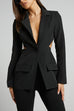 Karleedress Lapel Button Down Back Cut Out Blazer