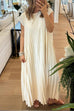 Karleedress Cap Sleeves Pocketed Loose Pleated Maxi Dress