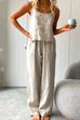 Karleedress Cotton Linen Cami Top Wide Leg Pants Loungewear Set