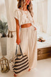 Karleedress Drawstring Hem Crop Top Wide Leg Pants Loungewear Set