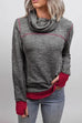 Karleedress Casual Cowl Neck Color Block Sweatshirt with Thumb Hole