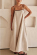 Karleedress Adjustable Strap Backless Cotton Linen Maxi Dress