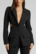 Karleedress Lapel Button Down Back Cut Out Blazer