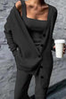 Karleedress Wide Strapes Tank Top Button Down Cardigan and Long Pants 3 Pieces Loungewear Set