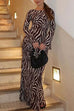 Karleedress Boat Neck Bell Sleeves Animal Print Maxi Dress