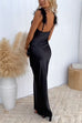 Karleedress Feather Straps Backless Solid Maxi Party Dress