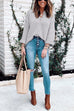 Karleedress Buttons V Neck Side Split Waffle Knit Sweater