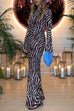 Karleedress Boat Neck Bell Sleeves Animal Print Maxi Dress