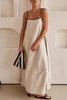 Karleedress Adjustable Strap Backless Cotton Linen Maxi Dress