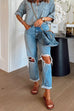 Karleedress Distressed Straight Leg Ripped Jeans