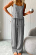 Karleedress Cotton Linen Cami Top Wide Leg Pants Loungewear Set