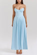 Karleedress Strapless V Neck Pleated Corset Maxi Party Dress