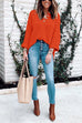 Karleedress Buttons V Neck Side Split Waffle Knit Sweater