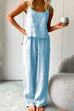 Karleedress Cotton Linen Cami Top Wide Leg Pants Loungewear Set