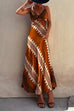 Karleedress V Neck Color Block Printed Maxi Swing Cami Dress