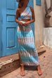 Karleedress One Shoulder Cut Out Waist Side Split Tie Dye Maxi Dress