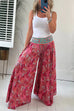 Karleedress Elastic Waist Wide Leg Palazzo Printed Casual Pants