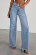 Karleedress Raw Hem Distressed Wide Leg Denim Pants