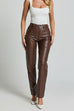 Karleedress High Rise Pocketed Casual Faux Leather Pants