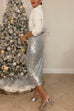 Karleedress Elastic Waist Christmas Sequin Midi Skirt