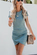 Karleedress Short Sleeve Ruched Seafoam Mini Dress