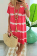 Karleedress V Neck Short Sleeve Tie Dye Stripes T-shirt Dress