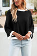 Karleedress Crewneck Drop Shoulder Color Block Knit Sweater