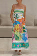 Karleedress Spaghetti Strap High Waist Tropic Print Maxi Holiday Dress