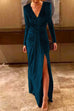 Karleedress Deep V Neck Slit Ruched Velvet Party Dress(5 Colors Available)