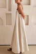 Karleedress Adjustable Strap Backless Cotton Linen Maxi Dress