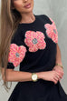 Karleedress Crewneck Short Sleeves 3D Flower Sweater Top