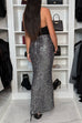 Karleedress Christmas Party High Waist Sequin Bodycon Maxi Skirt