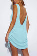 Karleedress Backless Side Drawstring Knit Cover Up Dress