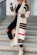 Karleedress Open Front Color Block Striped Splice Long Sweater Cardigan