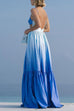 Karleedress Backless Cut Out Gradient Tie Dye Ruffle Maxi Cami Dress