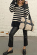 Karleedress Turtleneck Zip Up Striped Pullover Sweater