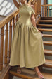 Karleedress Elegant Asymmetric Shoulder Pleated Swing Maxi Dress