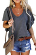 Karleedress V Neck Flare Sleeve Summer T Shirt