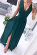 Karleedress Deep V Neck Slit  Ruched Sleeveless Party Dress