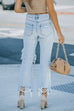 Karleedress Raw Hem Ripped Hole Cropped Jeans