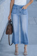 Karleedress Patch Pocket Straight Wide Leg Cropped Jeans