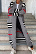 Karleedress Open Front Color Block Striped Splice Long Sweater Cardigan