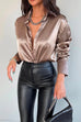 Karleedress Chic Long Sleeves Button Down Satin Bouse Shirt