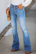 Karleedress Flare Bottoms Ripped Buttons Jeans