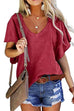 Karleedress V Neck Flare Sleeve Summer T Shirt